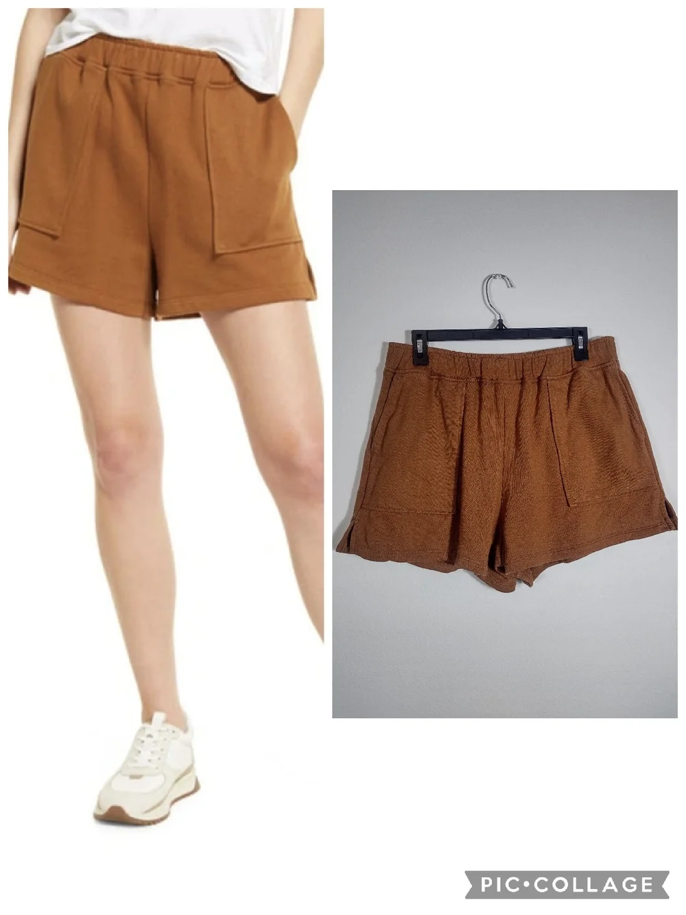 Madewell Front Pocket Cotton-Hemp Pull On Sweatshorts Dried Acorn Orange Brown